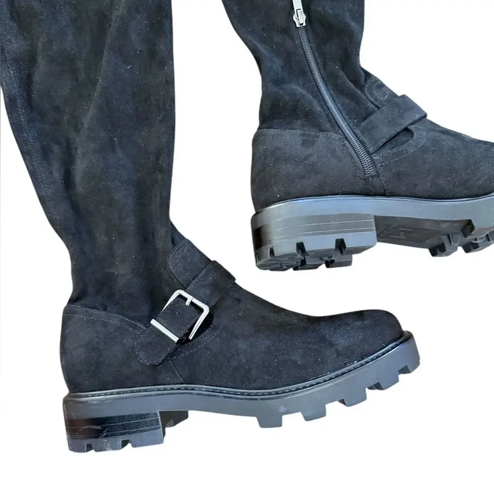 Marc Fisher Ganven Lug Sole OTK Black Suede Boots – Sz 9.5M